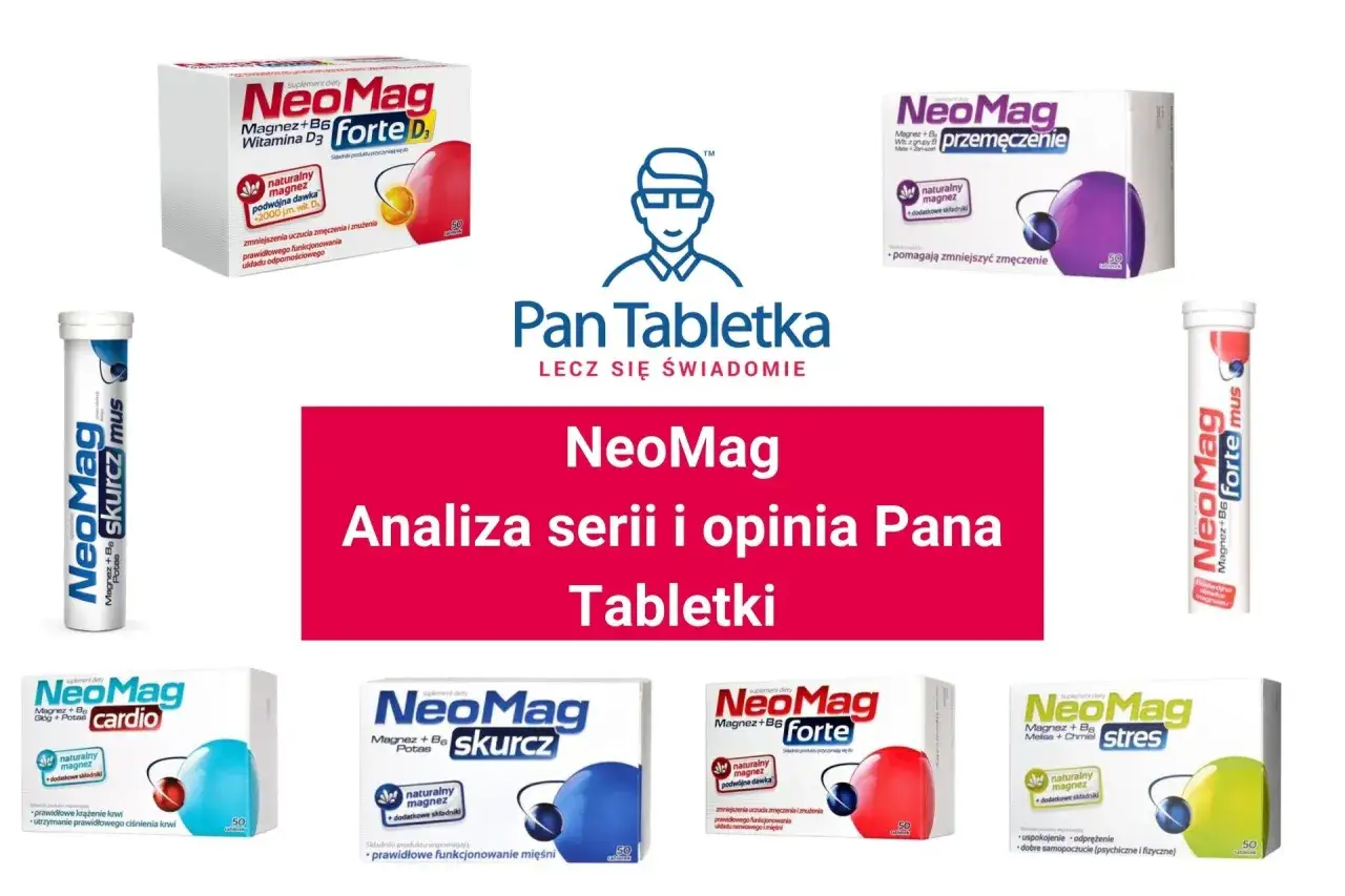 NeoMag Cardio, Skurcz, Forte, Stres – suplementy na zmęczenie. Analiza serii i opinia Pana Tabletki, bez informacji o neomag cardio skutki uboczne.