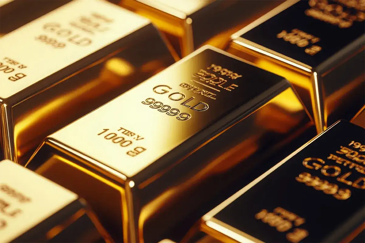 Sztabki czystego złota 24k z wybiciami wagi i próby.