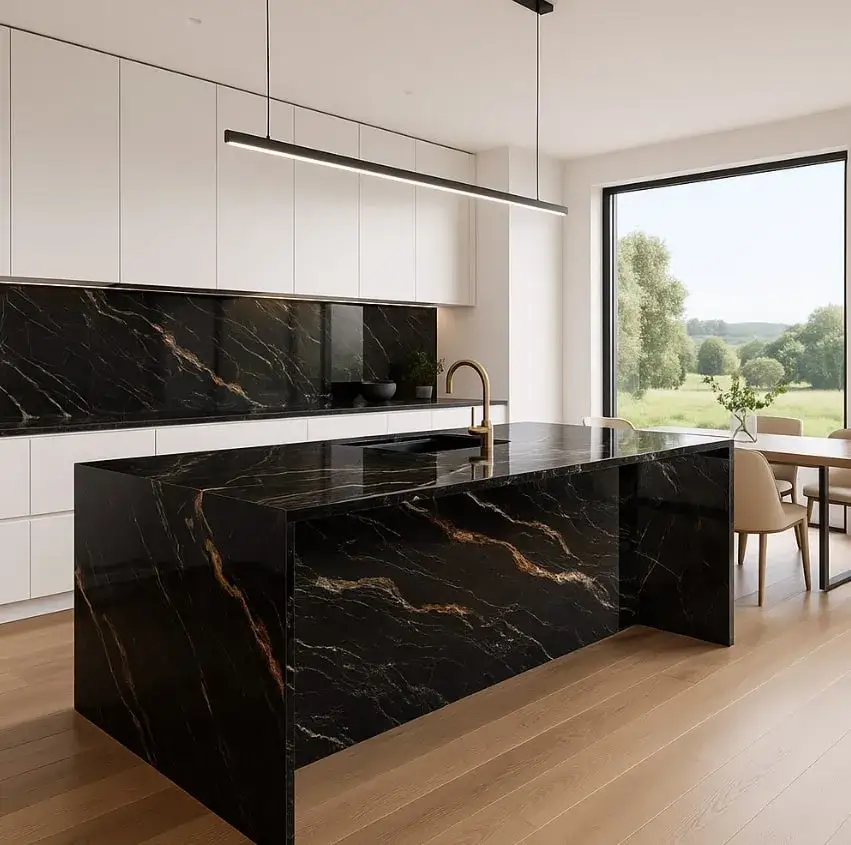 Czarny blat z konglomeratu: Elegancja, trwałość i... wady? Porównaj!