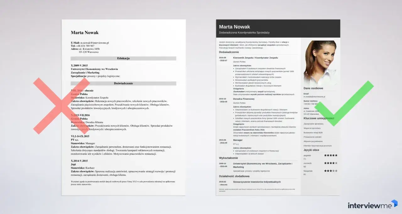 Marta Nowak, Koordynatorka Sprzedaży, prezentuje swoje CV. Dowiedz się, jak napisać podanie o podwyżkę, analizując jej doświadczenie i osiągnięcia.