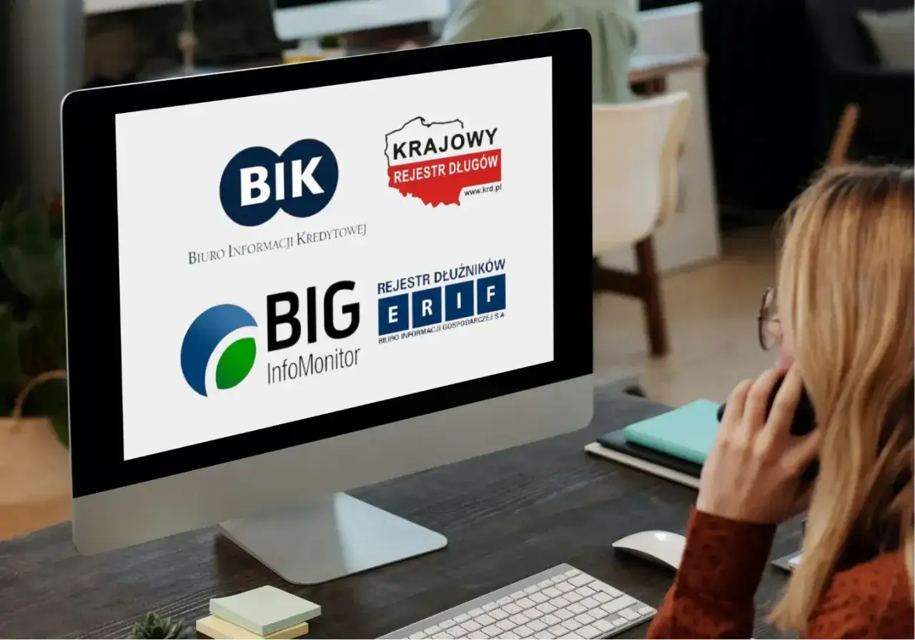 Ekran komputera z logotypami BIK, BIG InfoMonitor, KRD i ERIF.