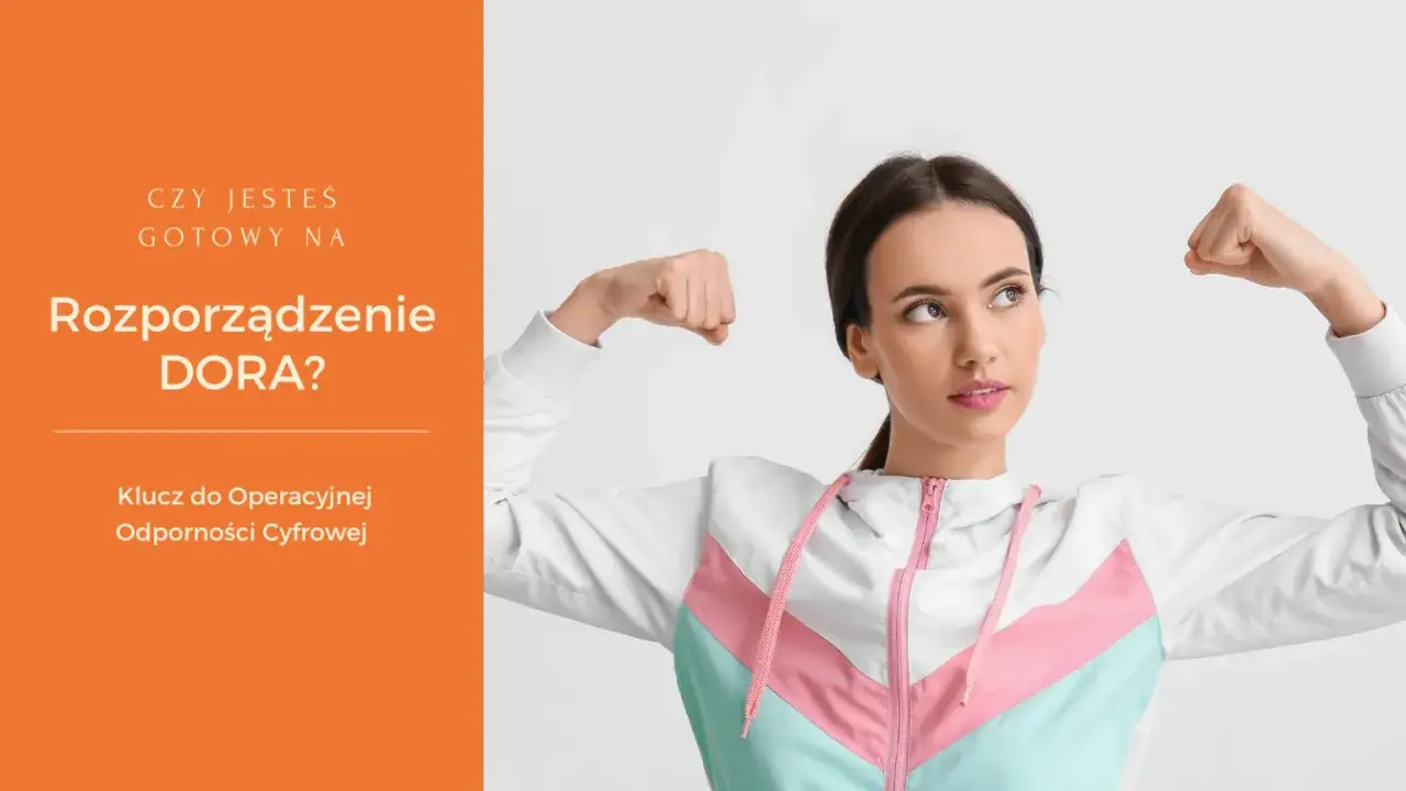 Gotowa na Rozporządzenie DORA? Młoda kobieta pokazuje siłę, symbolizując gotowość na nowe wyzwania cyfrowe.