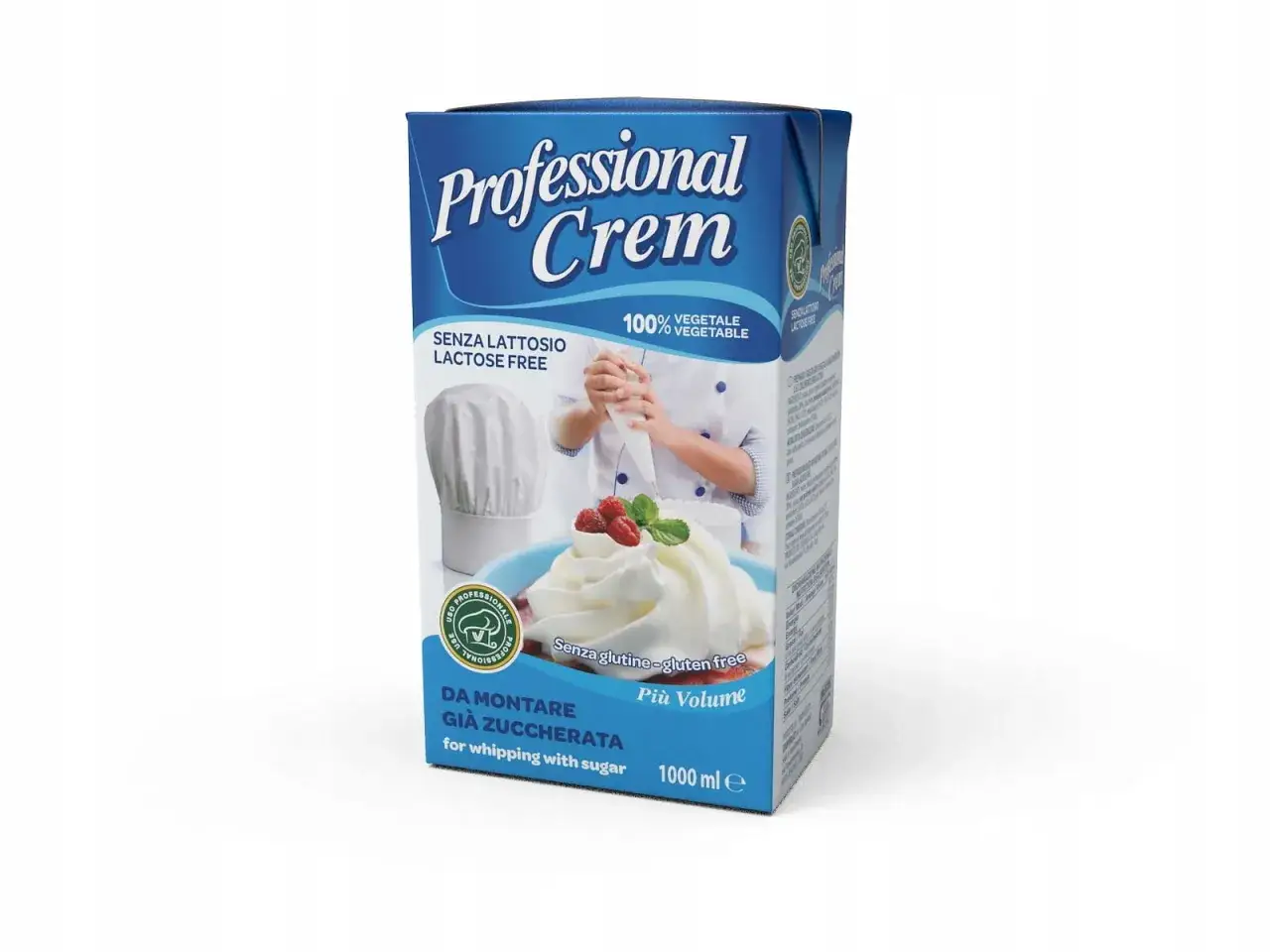 Wielofunkcyjna śmietana roślinna 31% Professional Crem, bez laktozy i glutenu, idealna do deserów. Gdzie kupić? Sprawdź opakowanie!