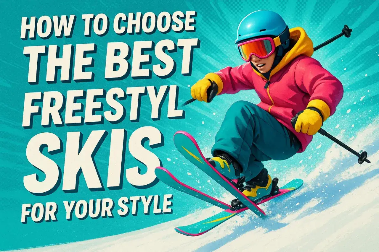 Jak dobrać narty freestyle? Narciarz w kolorowym stroju zjeżdża po stoku, pokazując, jak wybrać najlepszy sprzęt.