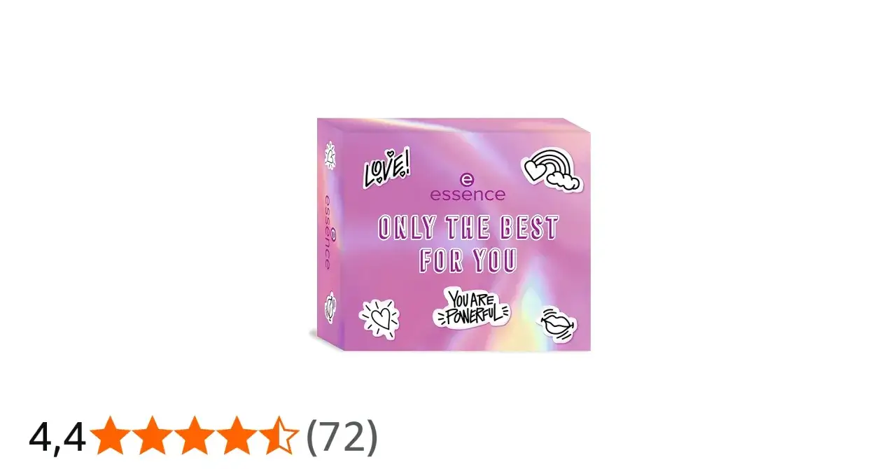 Pudełko z kosmetykami marki essence, z napisem "Only the best for you". Essence to znana marka kosmetyczna.