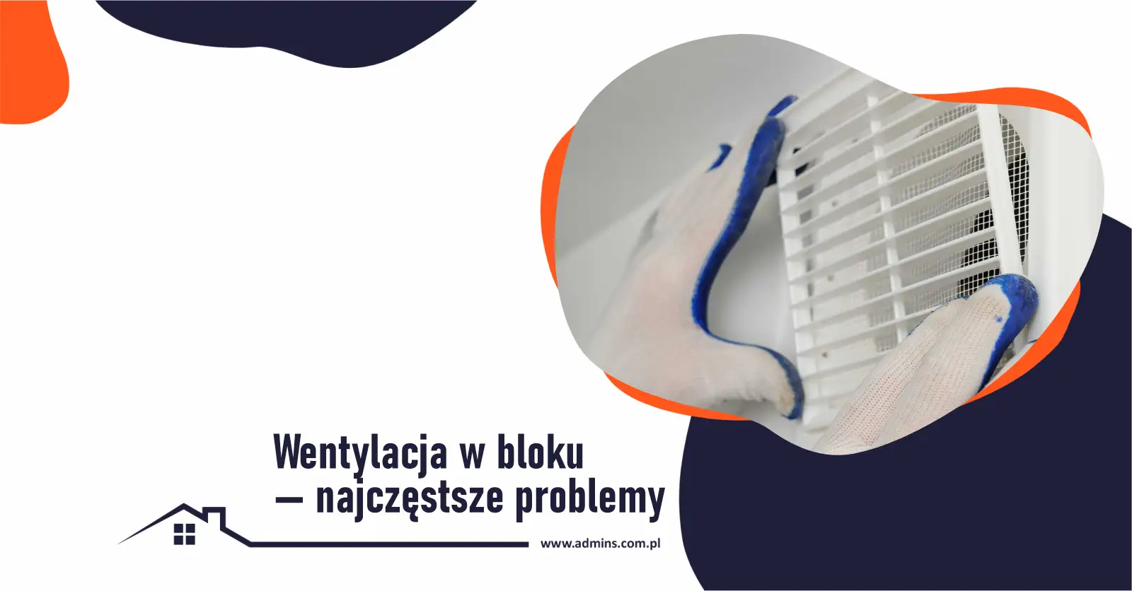 Ręce w rękawiczkach montują kratkę wentylacyjną. Temat: wentylacja w bloku z wielkiej płyty i jej problemy.