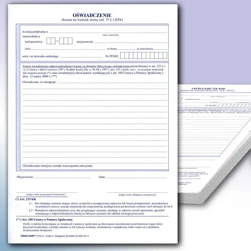 Jak prawidłowo wypełnić oświadczenie na wniosek strony - poradnik