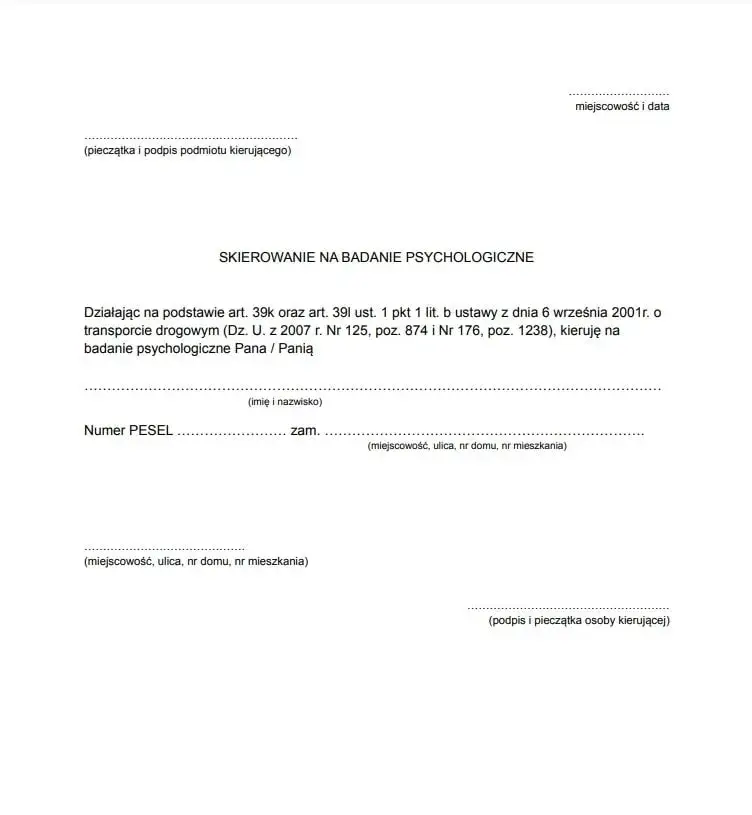 Kto może skierować kierowcę na badania psychologiczne i dlaczego to ważne?