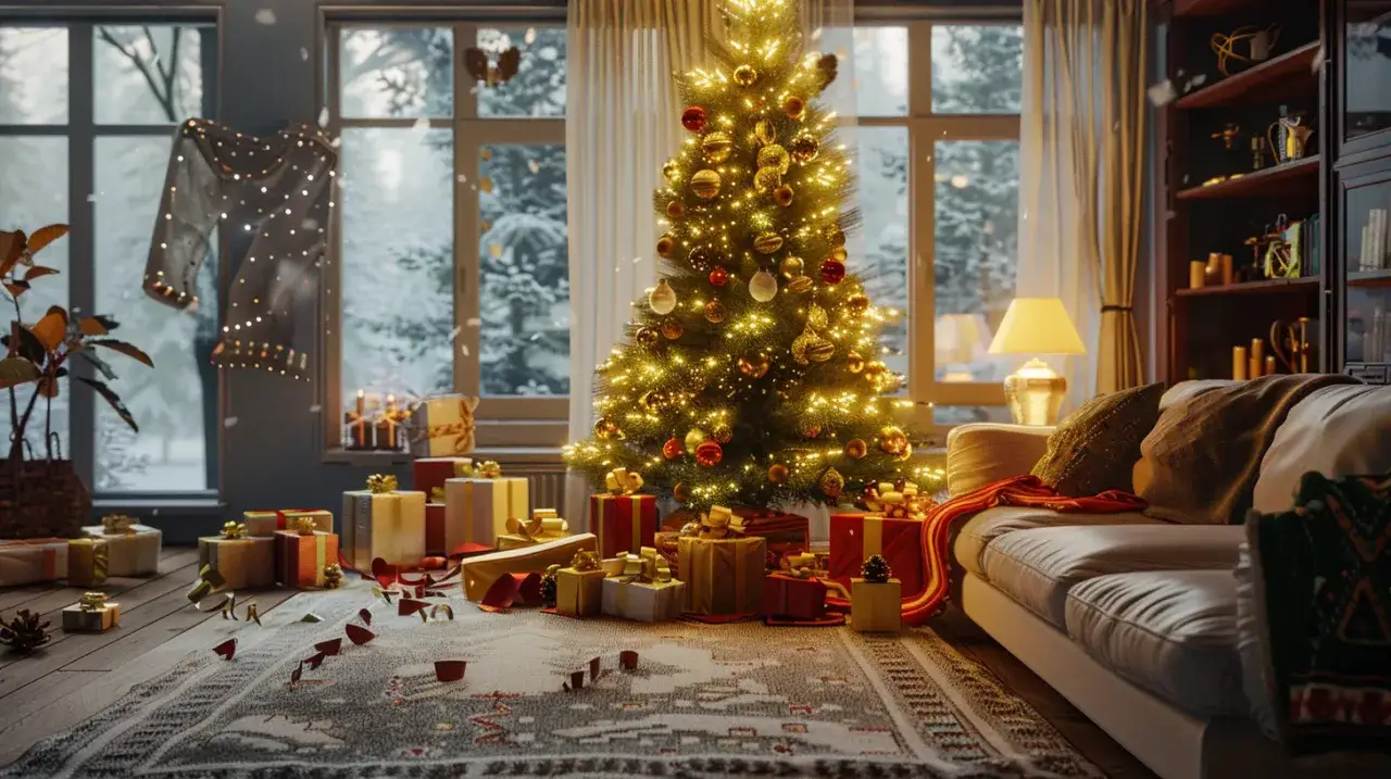 Zdjęcia przy choince: Pomysły na świąteczne zdjęcia rodzinne w domu