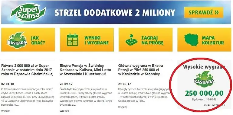Ile wynosi najwyższa wygrana w loterii kaskada i co musisz wiedzieć