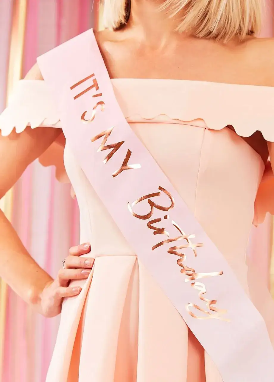 Szarfa urodzinowa IT'S MY BIRTHDAY różowe złoto