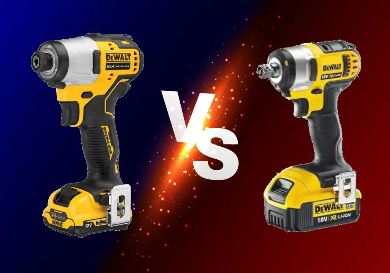 Porównanie kluczy udarowych: kompaktowy klucz udarowy 12V DeWalt kontra mocniejszy model 18V.