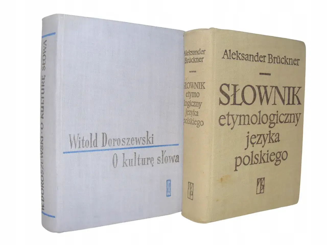 Dwa polskie słowniki etymologiczne: "O kulturę słowa" Doroszewskiego i "Słownik etymologiczny języka polskiego" Brücknera.