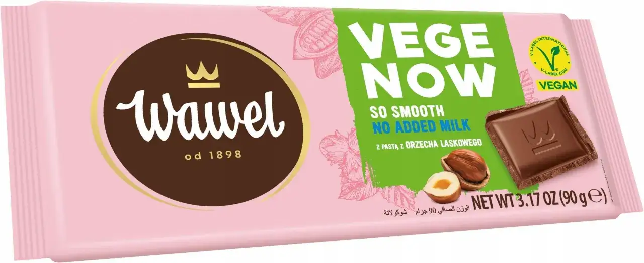 Wegańska czekolada Vege Now Wawel z orzechami laskowymi. Gdzie kupić? Pyszna, bez mleka, 90g.