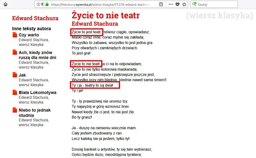 Analiza wiersza Stachury Życie to nie teatr – prawda czy iluzja?