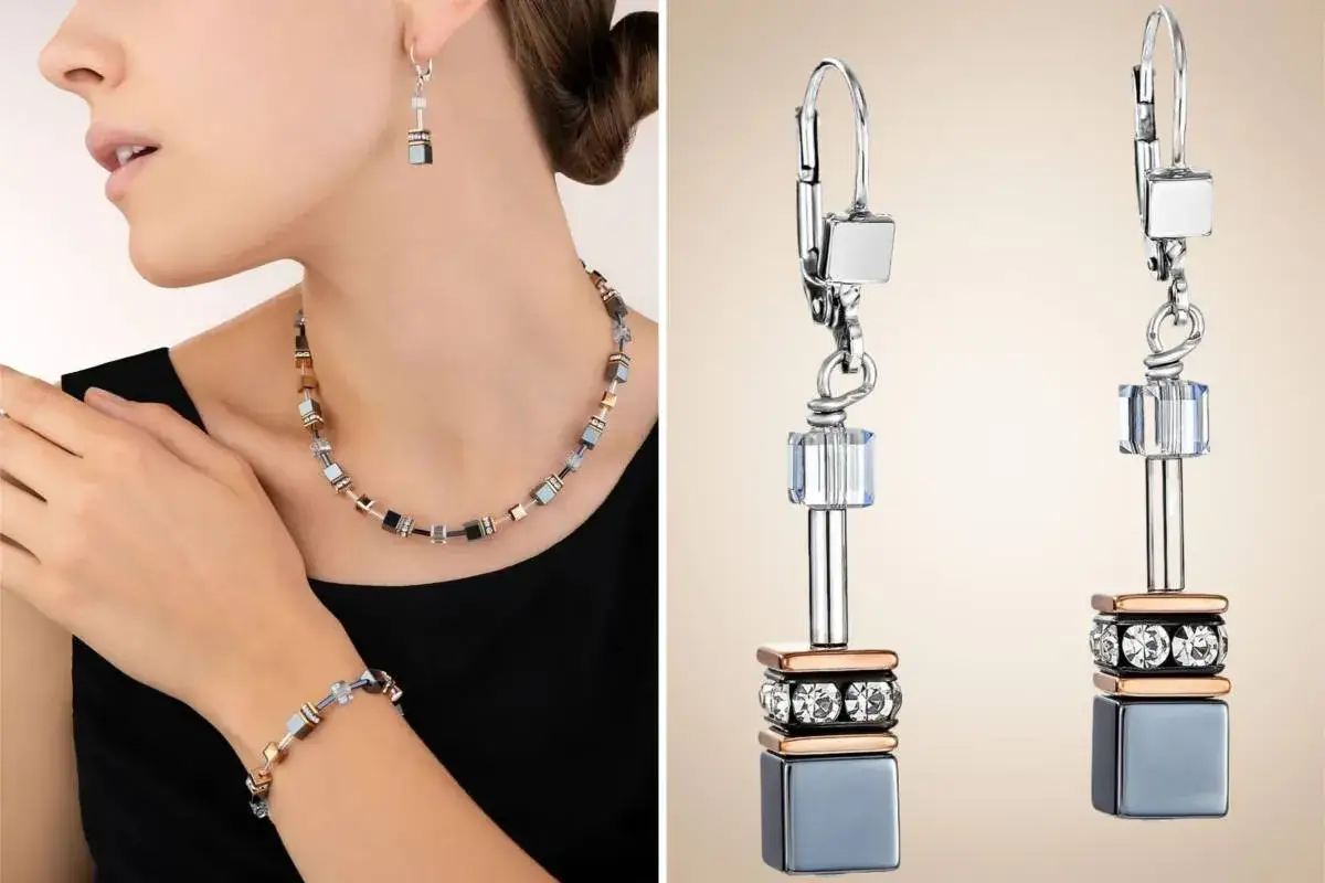 Biżuteria z kryształami Swarovski, naszyjnik i bransoletka w odcieniach błękitu i szarości, niczym serce oceanu.