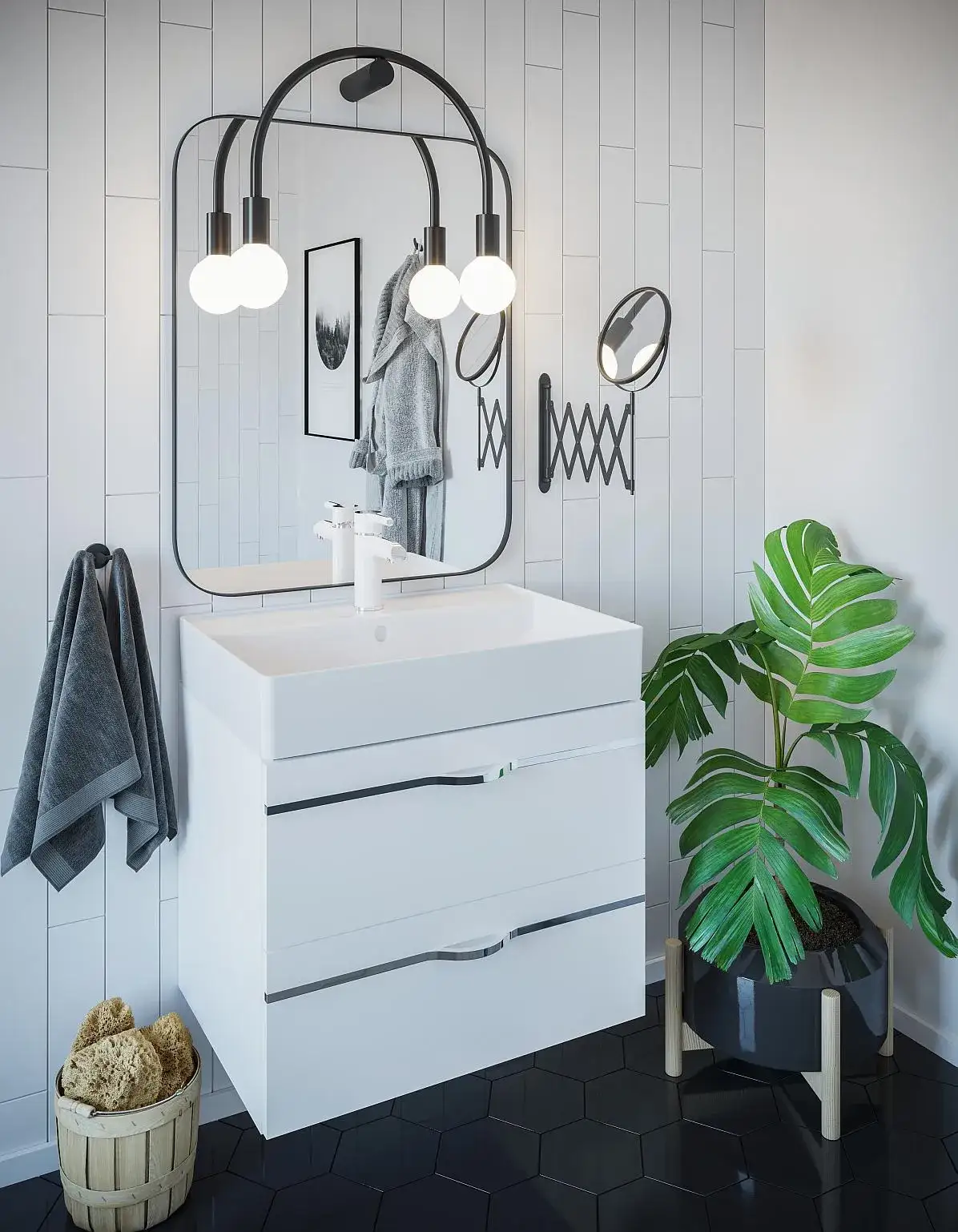 Ciemna podłoga w małej łazience - czy to dobry wybór?