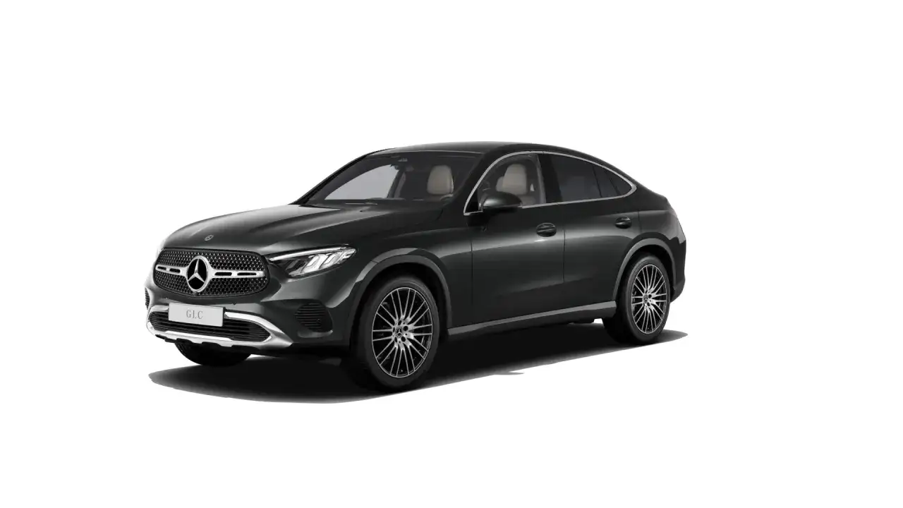Elegancki, ciemnoszary Mercedes GLC Coupe. Sprawdź aktualną mercedes glc coupe cena i dostępne konfiguracje.