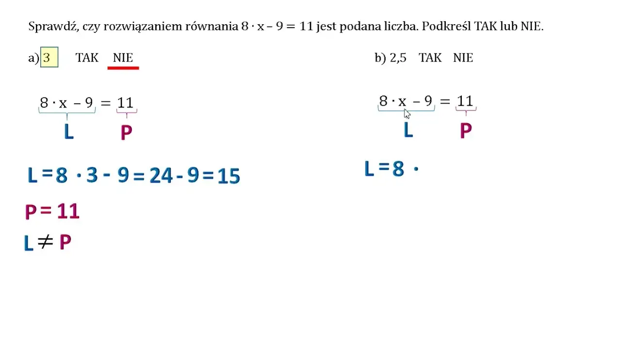 Jak sprawdzić, czy podana liczba x spełnia równanie matematyczne?
