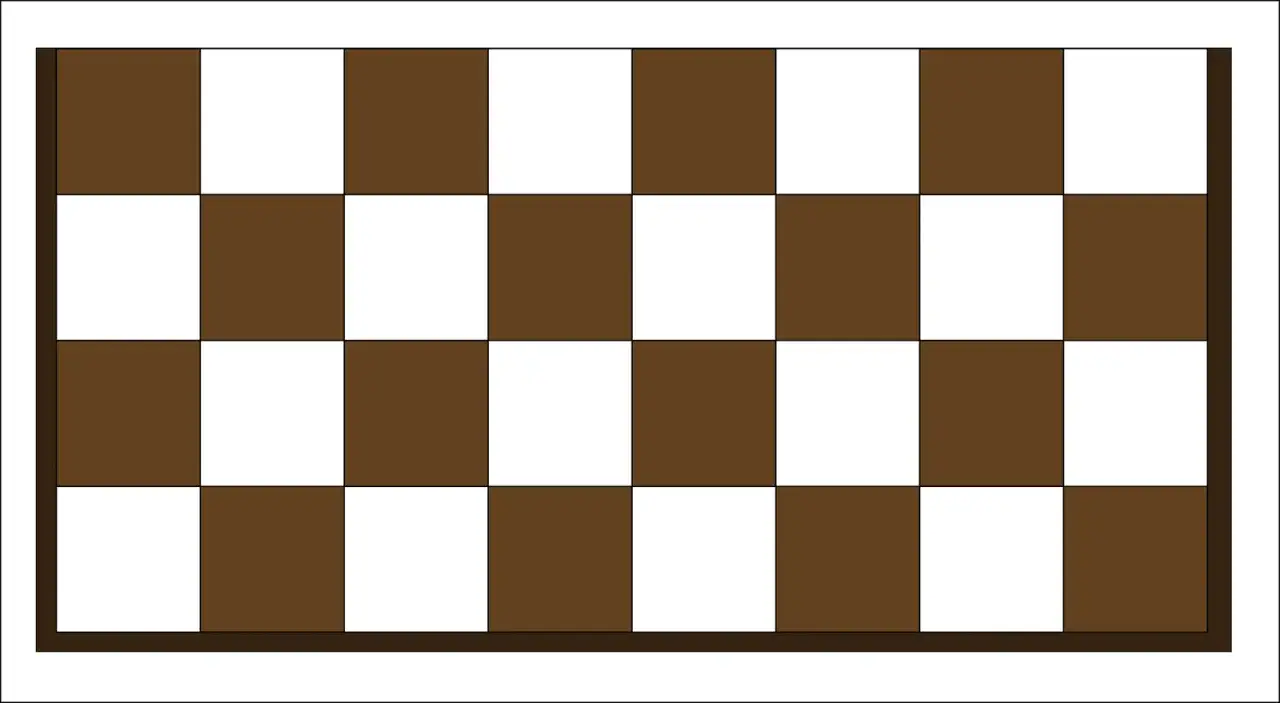 Plansza do gry w warcaby z brązowymi i białymi polami.