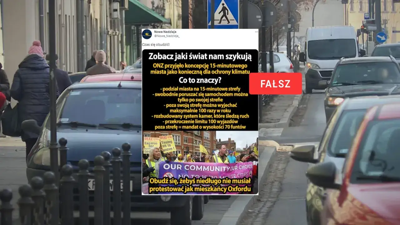 Protest przeciwko koncepcji miasta 15-minutowego, które ma ograniczać swobodę poruszania się.