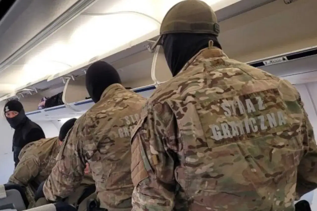Funkcjonariusze Straży Granicznej w kamuflażu, w kominiarkach, wchodzą na pokład samolotu. To pokazuje, kiedy straż graniczna może zatrzymać na lotnisku.