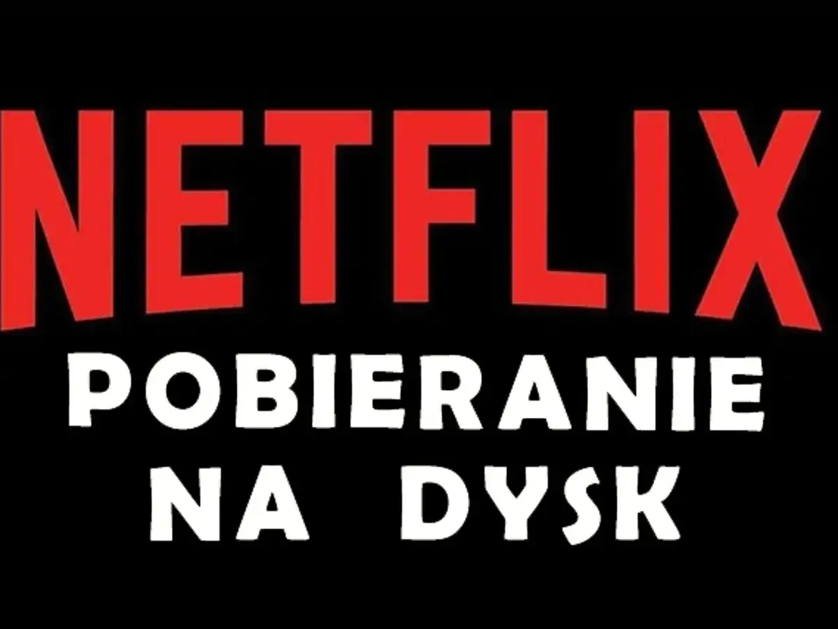 Logo Netflix w kolorze czerwonym, poniżej biały napis "POBIERANIE NA DYSK".
