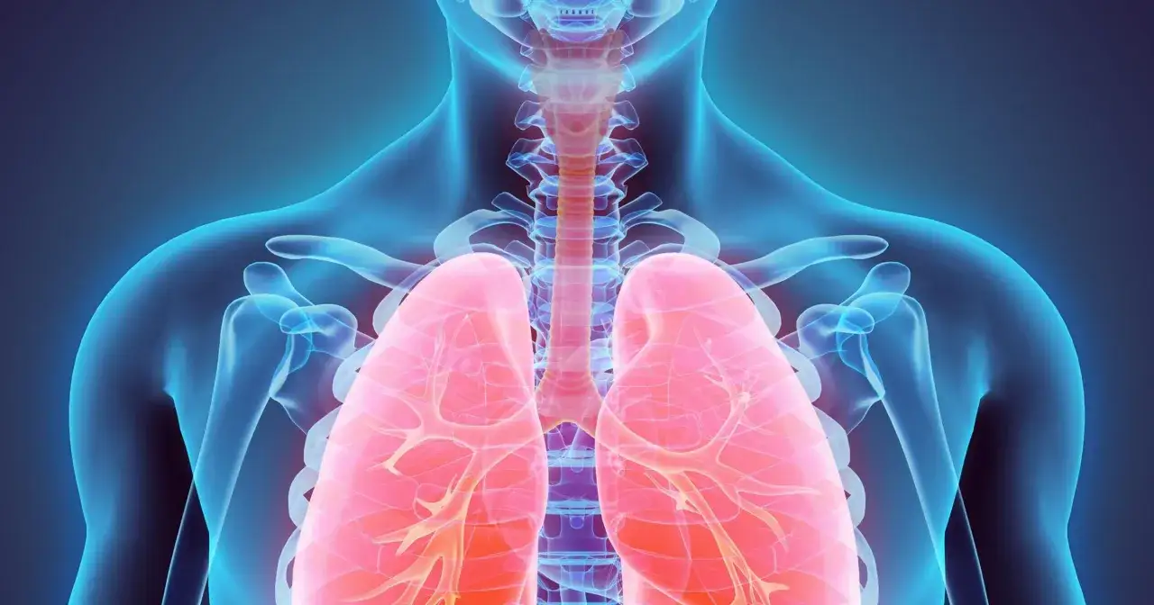 Przedstawienie płuc i klatki piersiowej, ilustrujące duszności na tle nerwowym objawy.