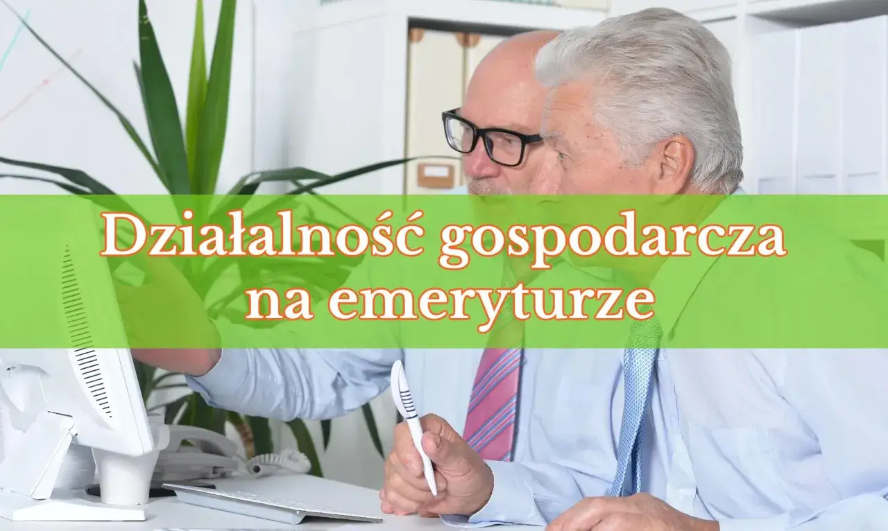 Dwóch starszych panów analizuje dokumenty przy biurku. Działalność gospodarcza na emeryturze to dla nich nowe wyzwanie.