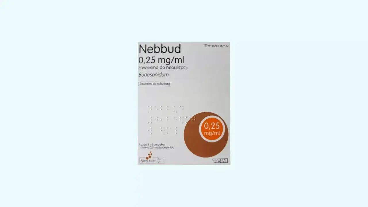 Nebbud 0,25 mg/ml – zawiesina do inhalacji z budesonidem. Opakowanie zawiera 20 ampułek po 2 ml.