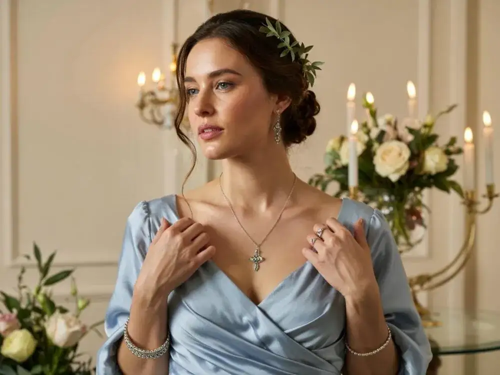 Jaki naszyjnik do niebieskiej sukienki, aby wyglądać olśniewająco?