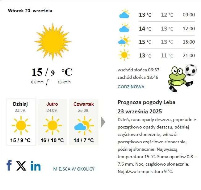 Jaka pogoda w Łebie? Sprawdź, co Cię czeka dzisiaj!
