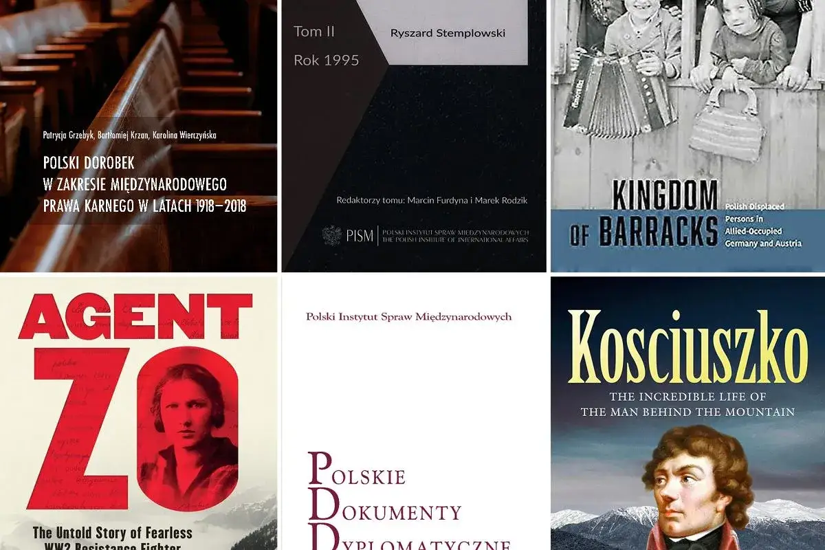 Okładki książek: "Polski dorobek w zakresie międzynarodowego prawa karnego", "Kingdom of Barracks", "Agent 70", "Kościuszko". To może być początek rankingu polskich powieści historycznych.