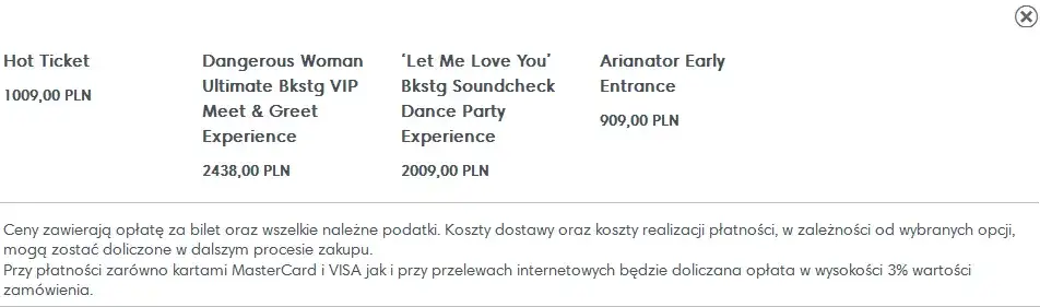 Ile kosztuje bilet na koncert Ariany Grande? Ceny, pakiety VIP i więcej