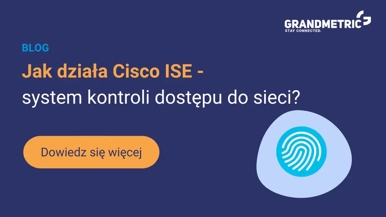Blog o tym, jak działa Cisco ISE – system kontroli dostępu do sieci. Ikona odcisku palca symbolizuje bezpieczeństwo.