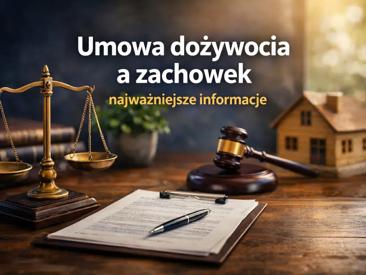 Waga sprawiedliwości, młotek sędziowski i dokumenty. Umowa dożywocia i zachowek – kluczowe informacje dla spadkobierców.