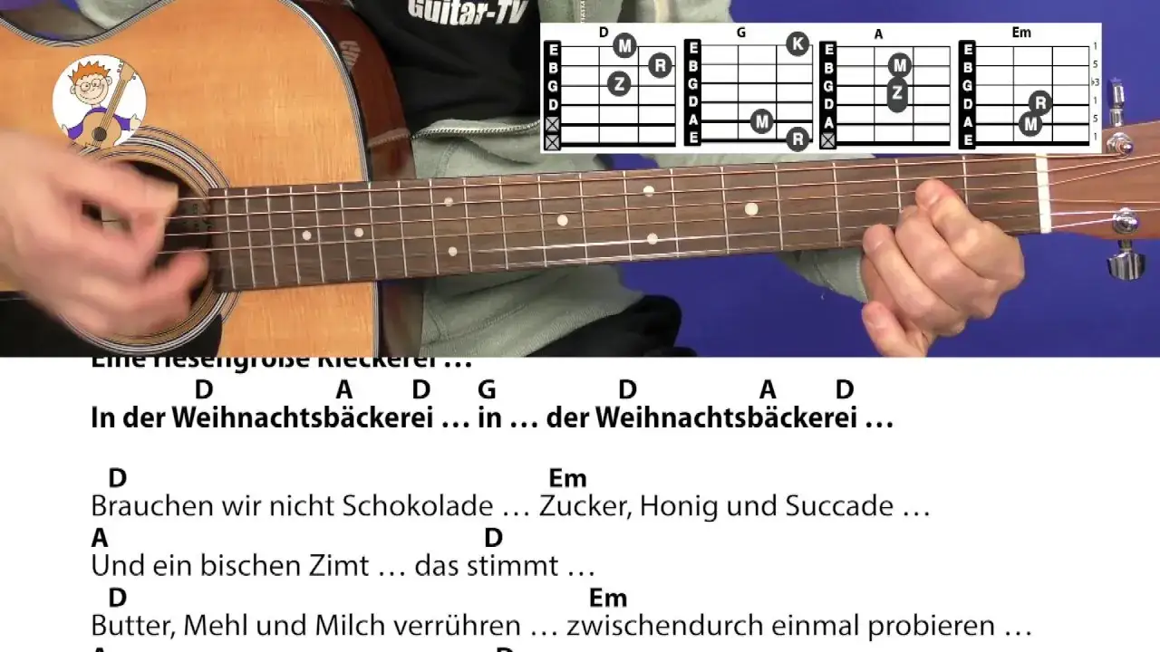 Gitarrenakkorde für in der Weihnachtsbäckerei: Einfach spielen lernen
