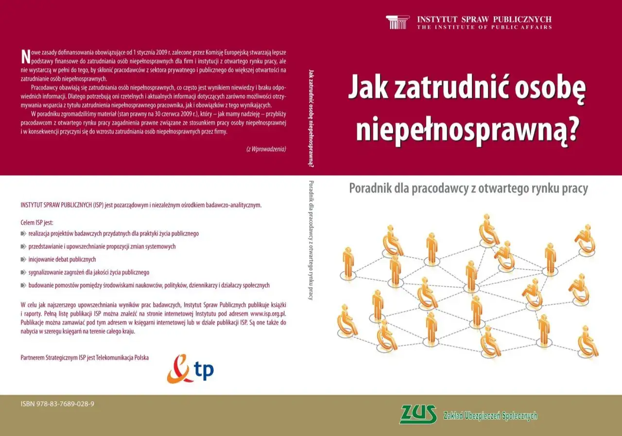 Grafika przedstawia schemat połączeń między ludźmi, w tym osobami na wózkach inwalidzkich.