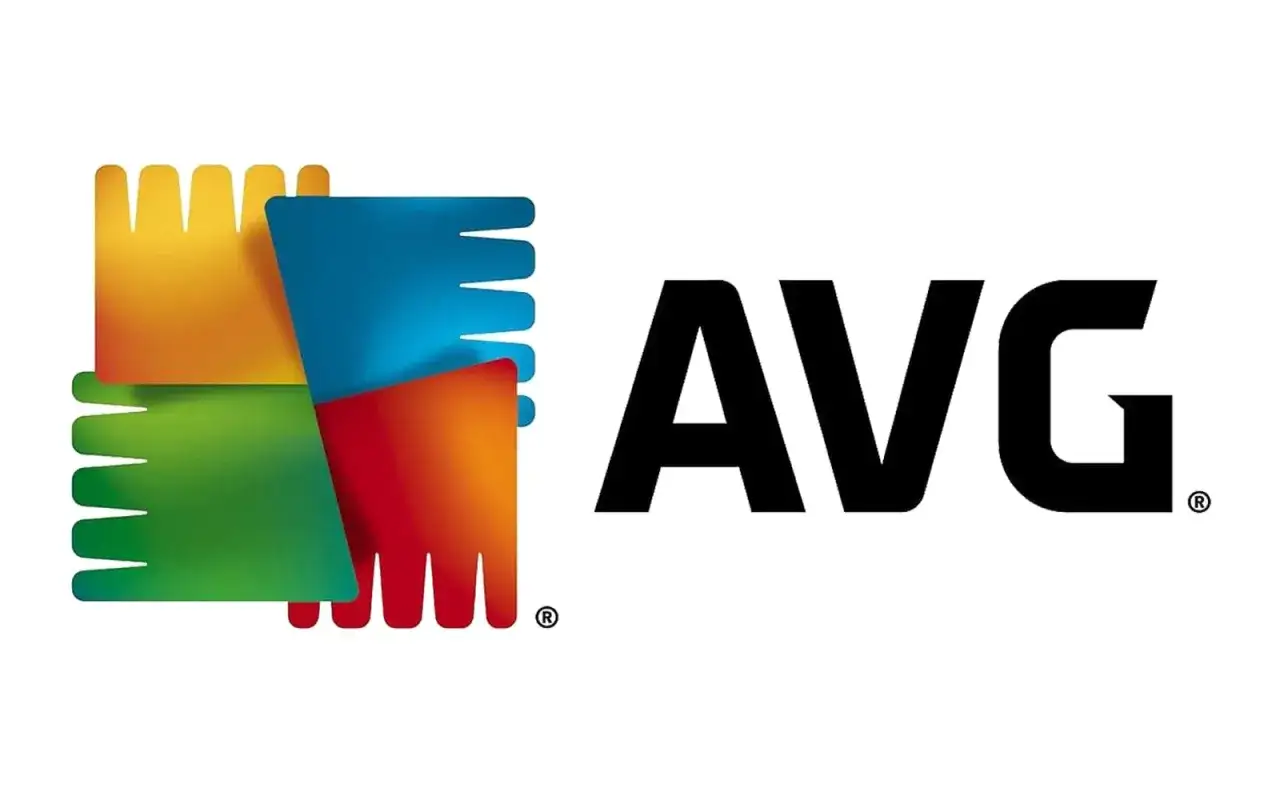 Logo AVG, znanej z oferowania darmowy antywirus. Kolorowe kształty symbolizują ochronę.