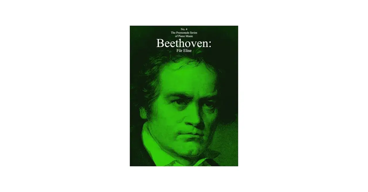 Portret Beethovena w zielonej tonacji, z napisem "Beethoven: Für Elise".
