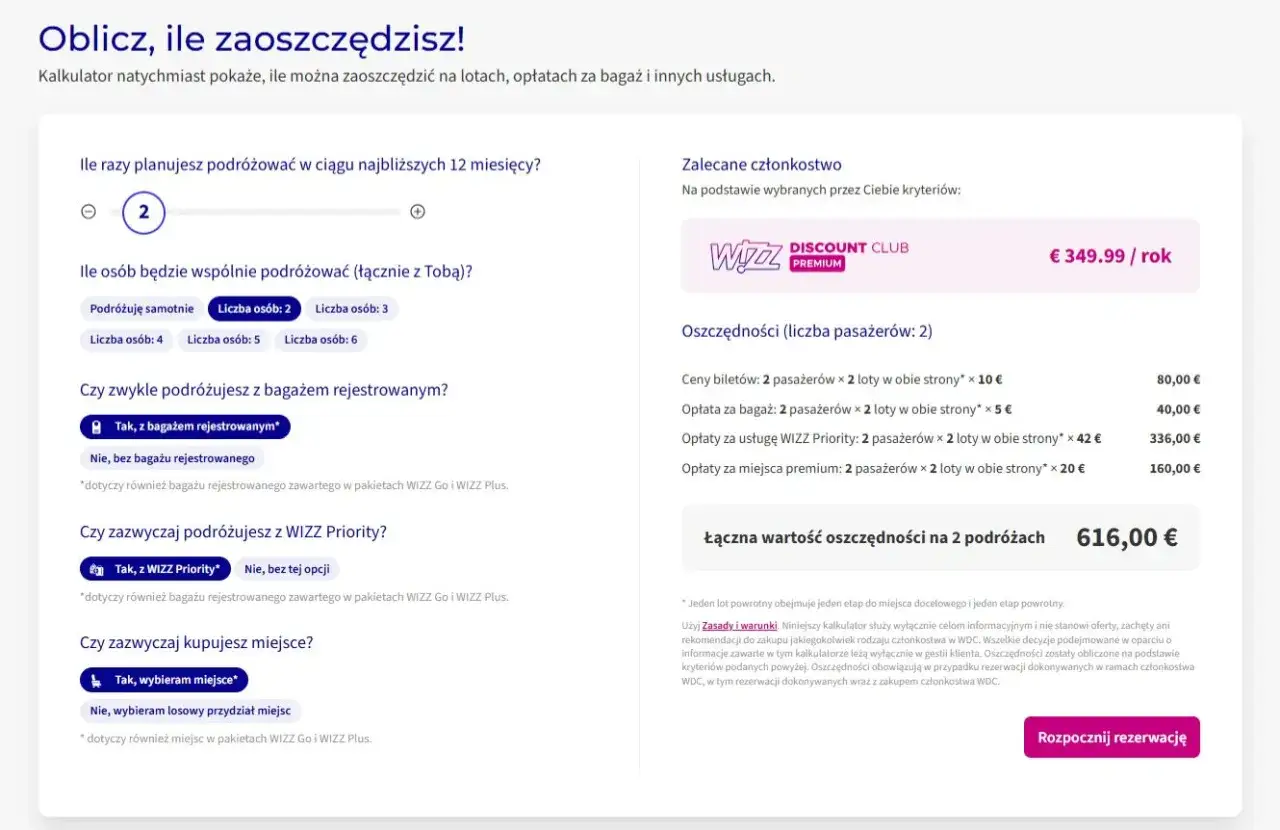 Kalkulator Wizzair pokazuje, kiedy są najtańsze bilety lotnicze. Oblicz oszczędności na 2 pasażerów.