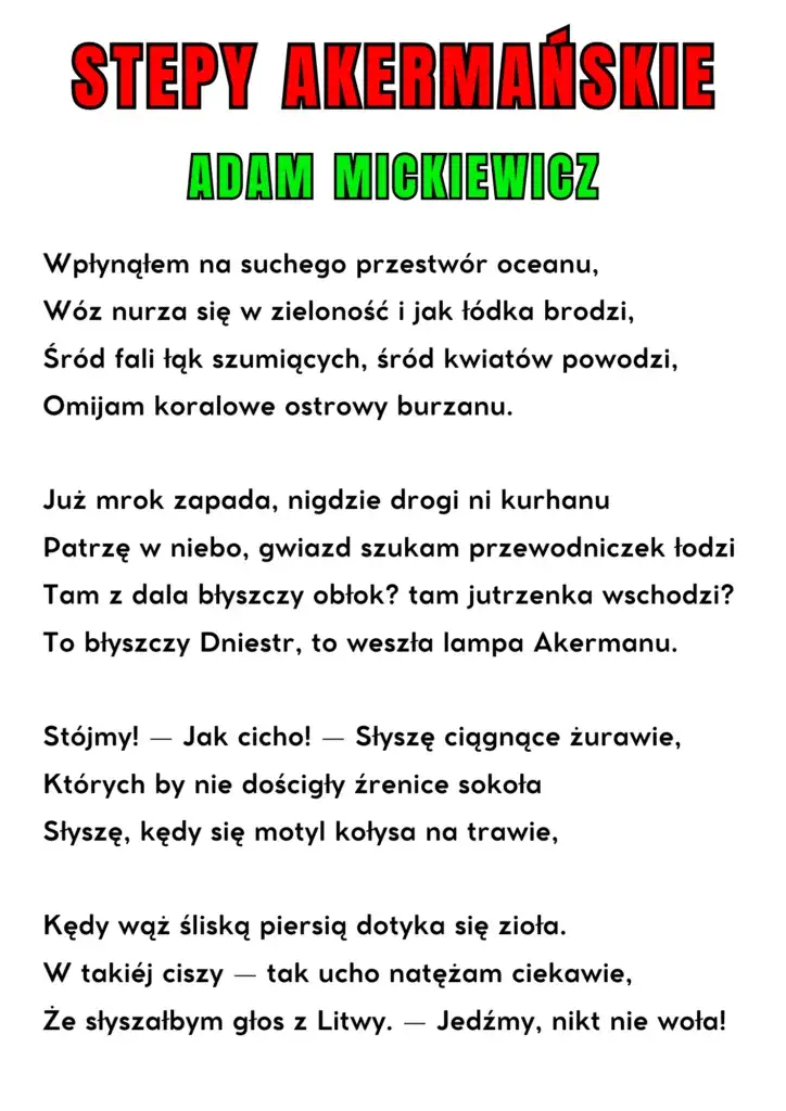 Stepy akermańskie – analiza, interpretacja i znaczenie wiersza Mickiewicza