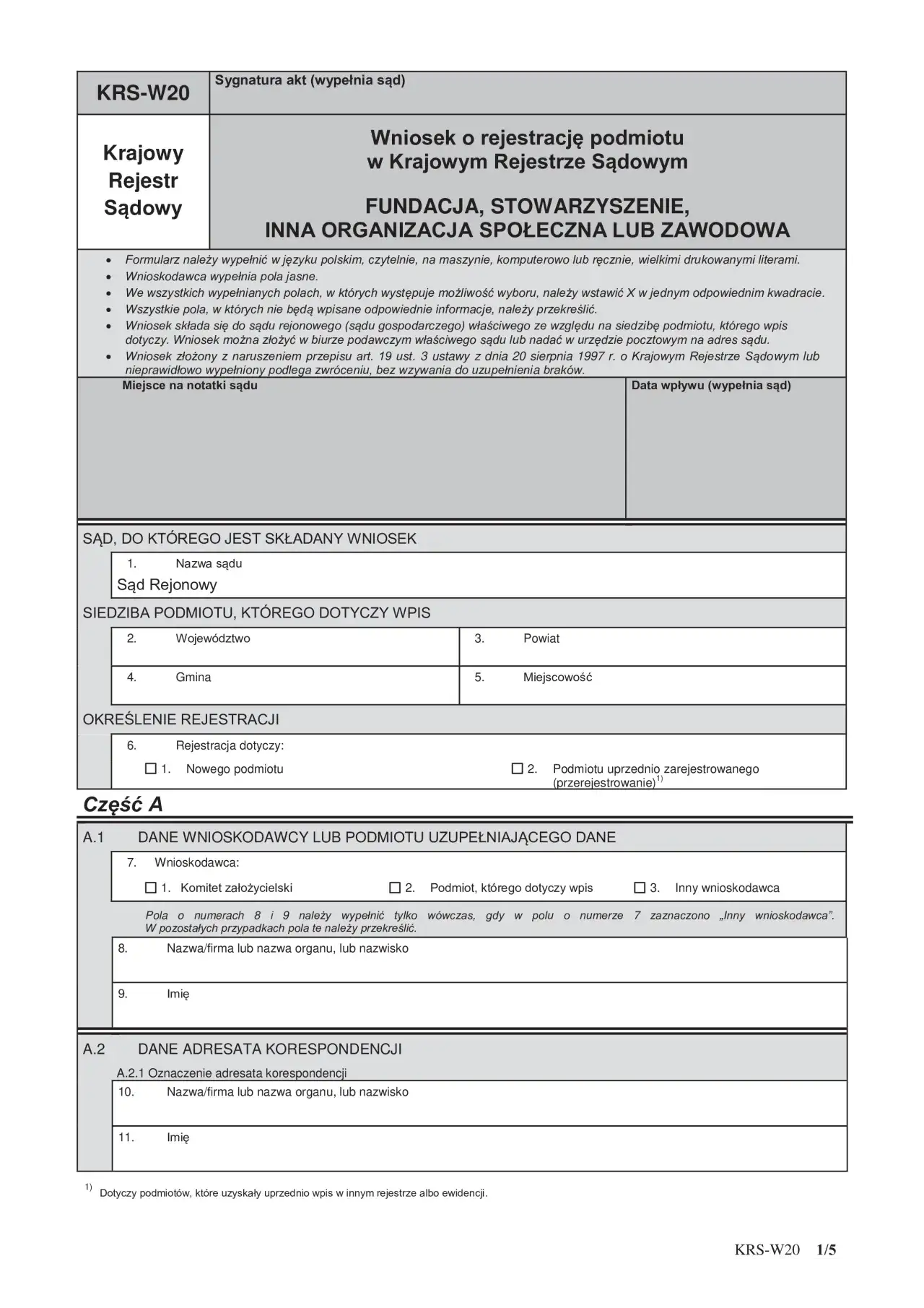 Prosty przewodnik: uniknij błędów przy wypełnianiu wniosku KRS W20