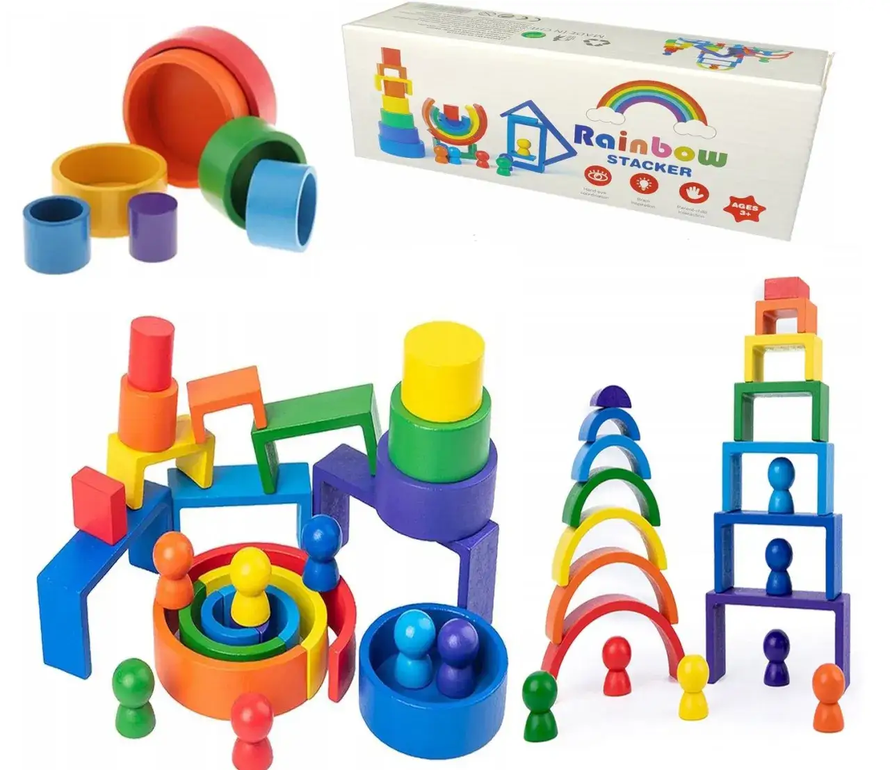 Tęcza zabawka – kolorowa drewniana zabawka, która rozwija wyobraźnię