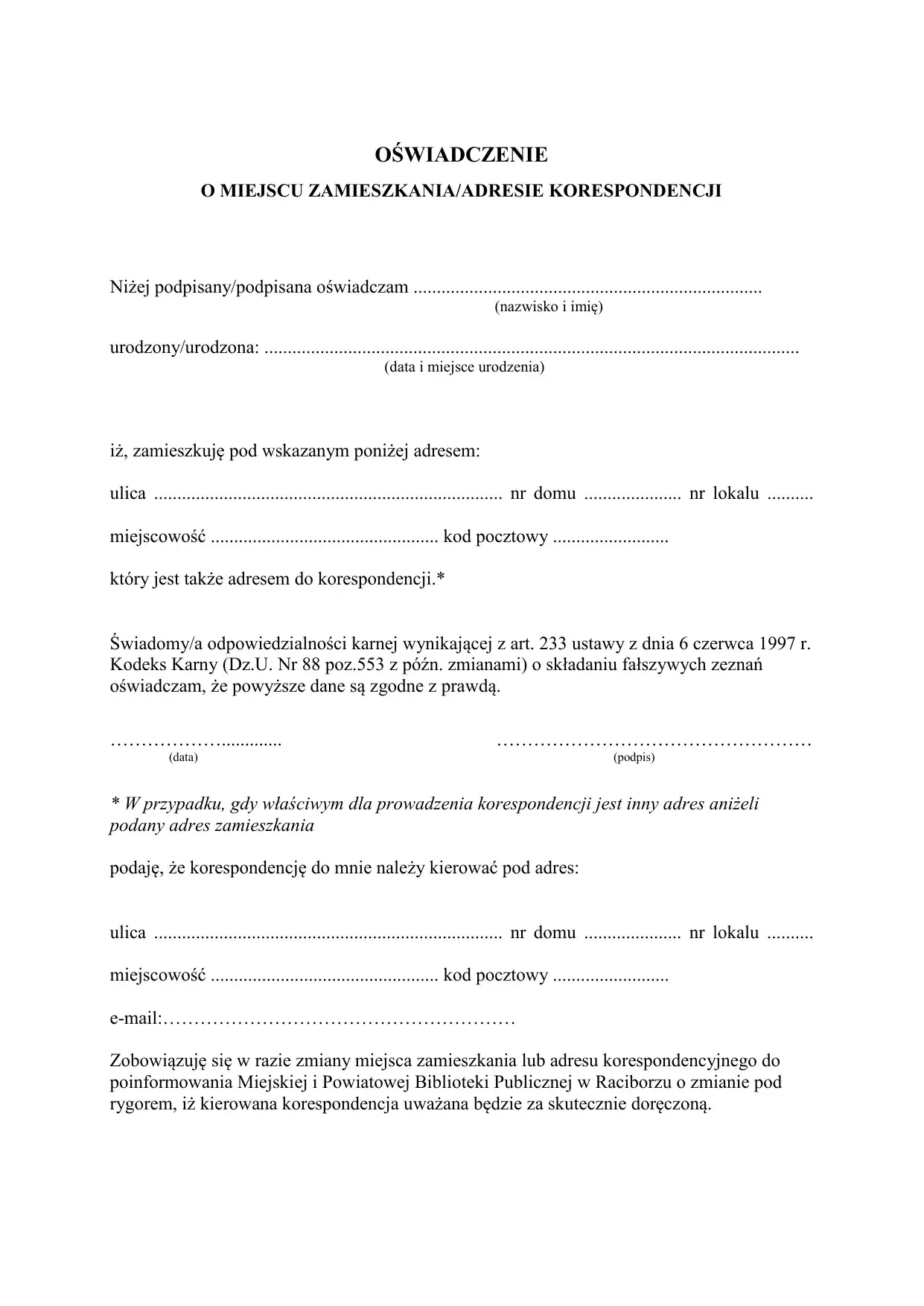 Prosty sposób napisania oświadczenia o zameldowaniu bez stresu i błędów