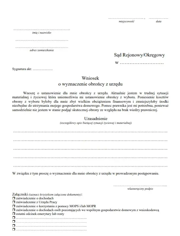 Gdzie złożyć wniosek o adwokata z urzędu, aby uniknąć problemów?