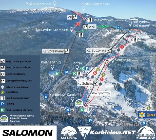 Mapa tras Korbielów - Pilsko