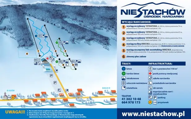 Mapa tras Kielce - Niestachów