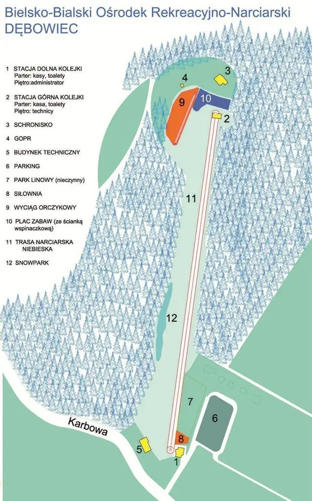 Mapa tras Bielsko-Biała - Dębowiec