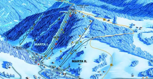 Mapa tras Deštné v Orlických horách